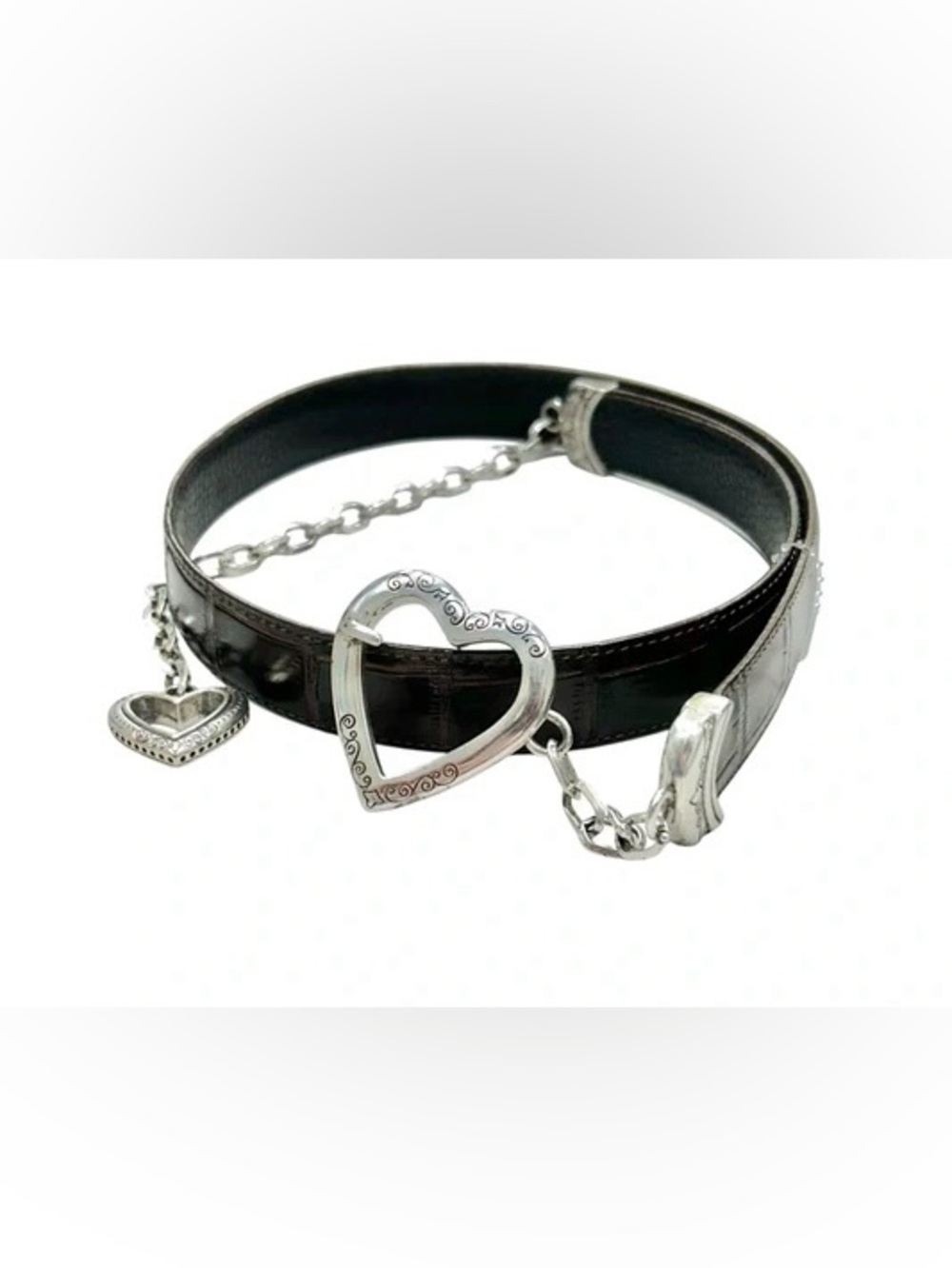 Brighton Reptile Embossed Leather Heart Chain Belt